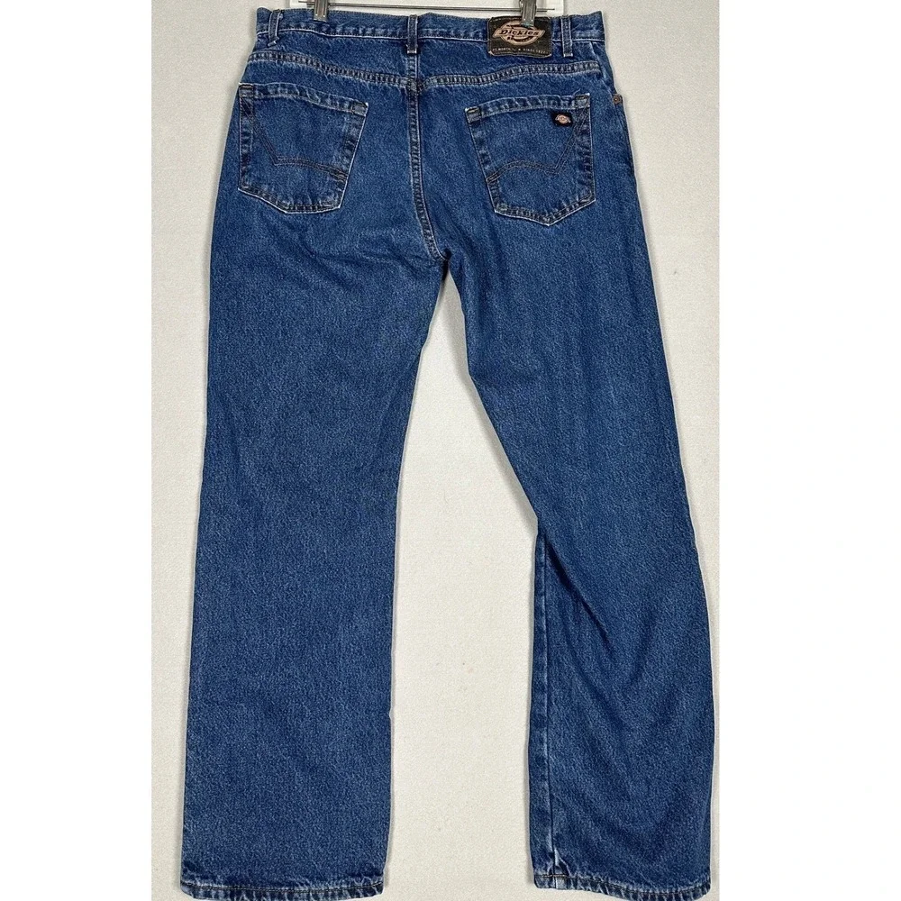 Dickies Jeans Mens 34X32 Blue Relaxed Fit Flannel Lined Straight 5-Pocket Denim